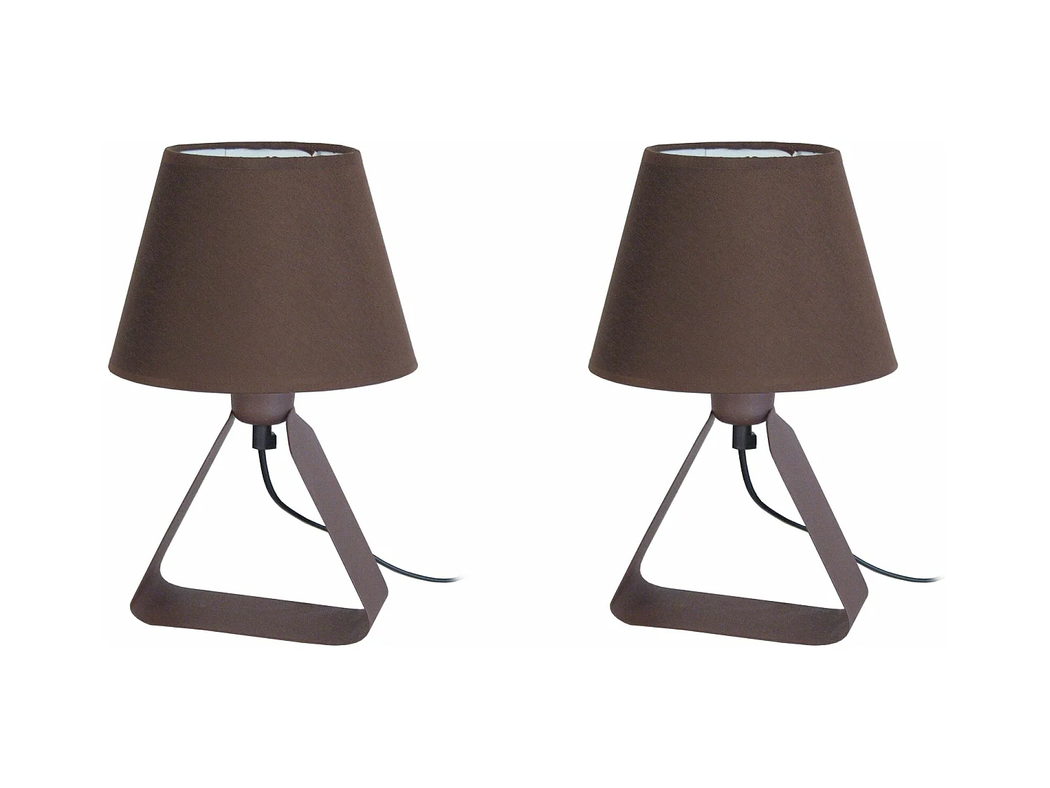 Pair de Lampes de chevet géométrique métal  marron 29 cm.