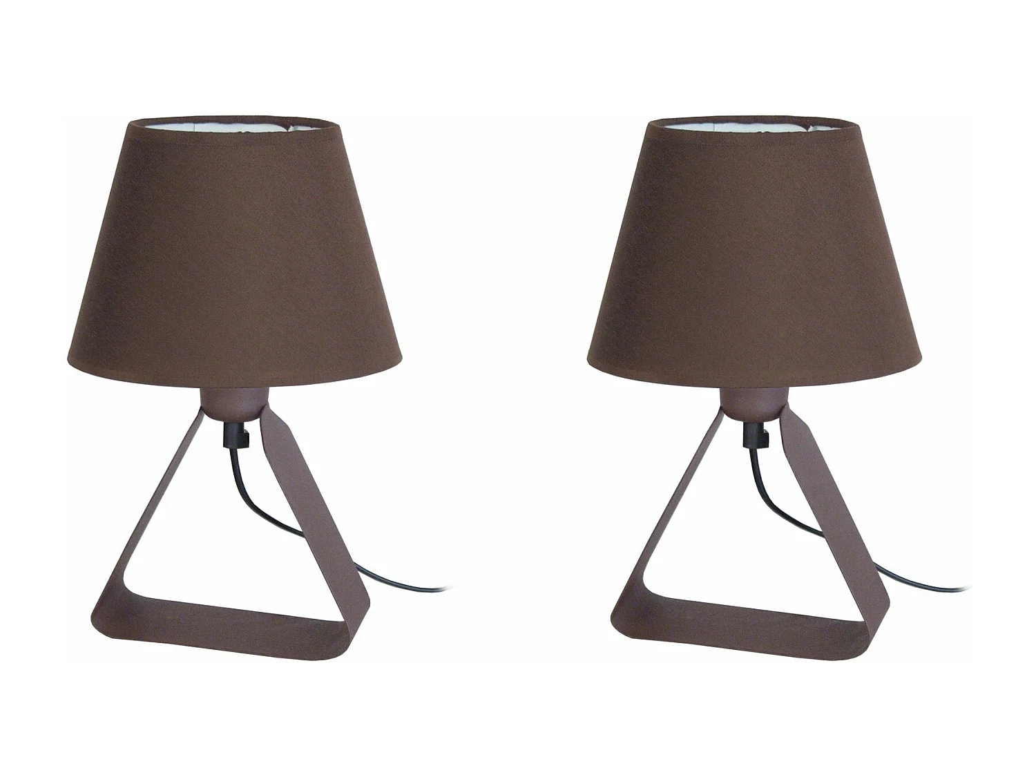 Pair de Lampes de chevet géométrique métal  marron 29 cm.