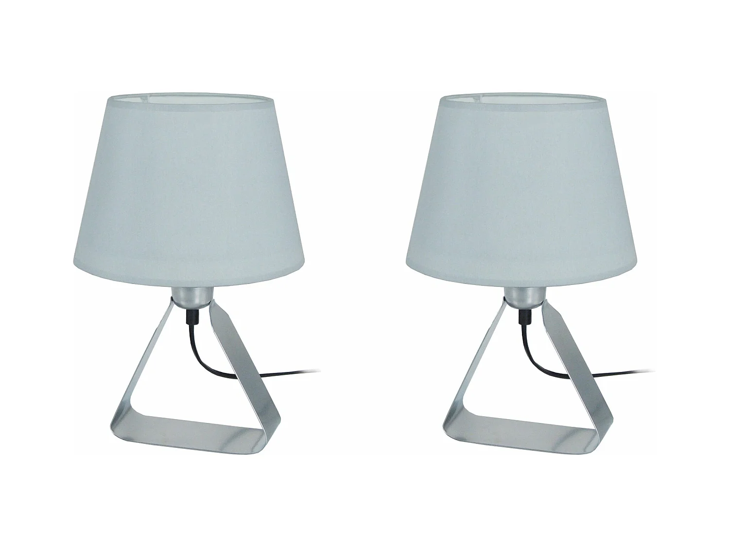Pair de Lampes de chevet géométrique métal  aluminium 29 cm.