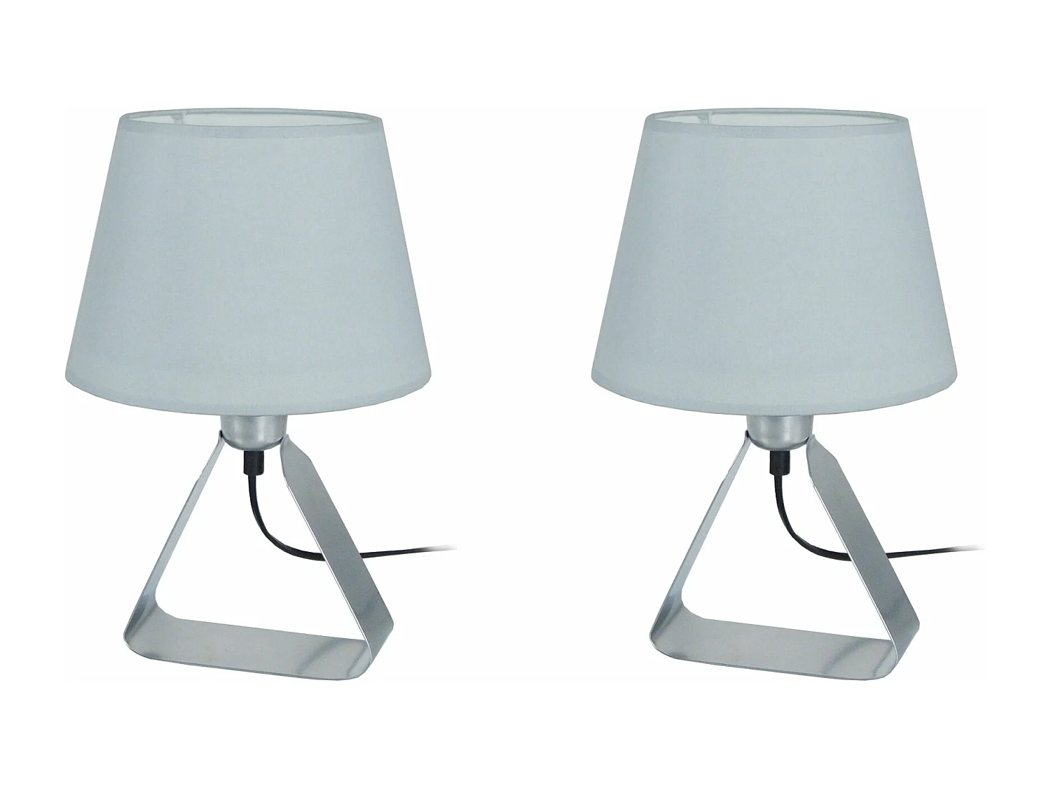 Pair de Lampes de chevet géométrique métal  aluminium 29 cm.