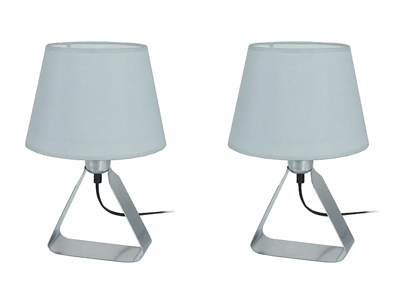 Pair de Lampes de chevet géométrique métal  aluminium 29 cm.