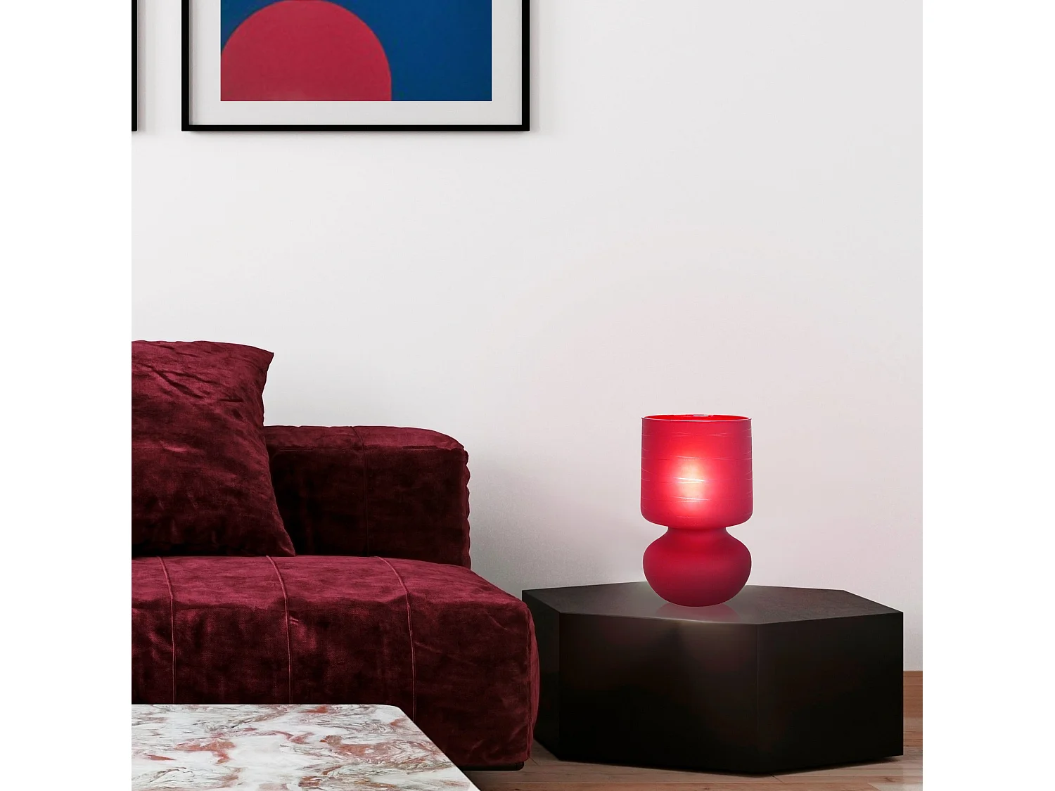 Lampe de Chevet TOSEL ,verre,Gris ,H24xD 14xP14cm