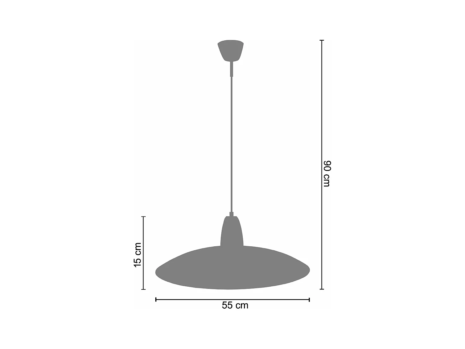 Suspension cone métal verre chrome 90 cm.
