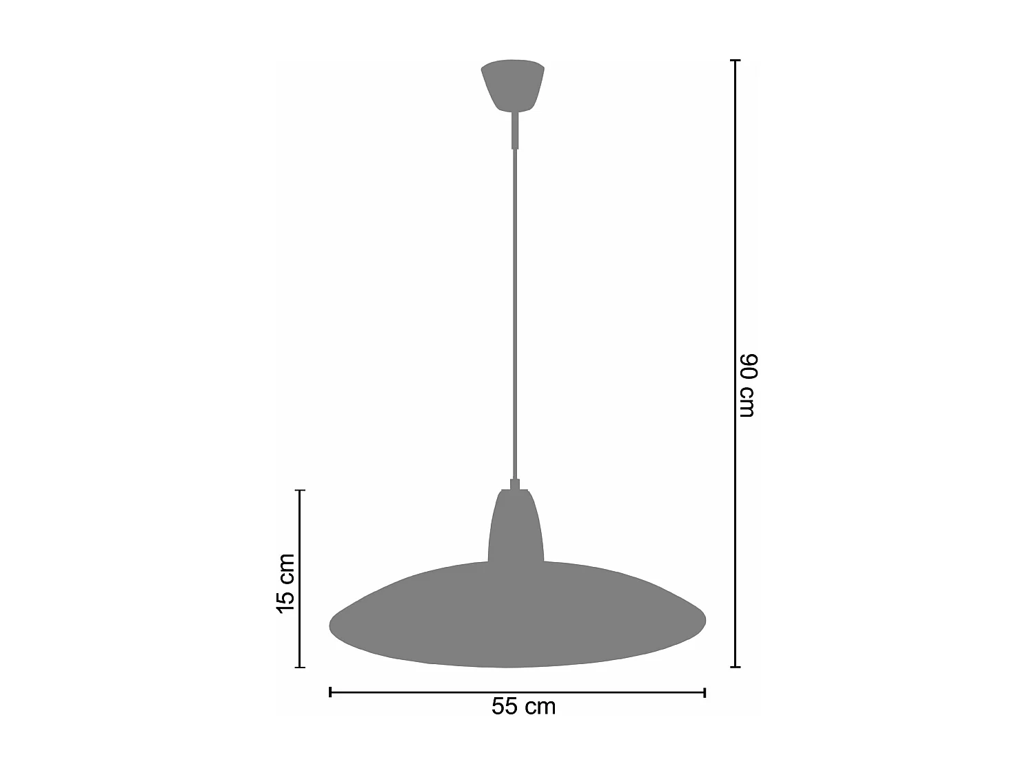 Suspension cone métal verre chrome 90 cm.