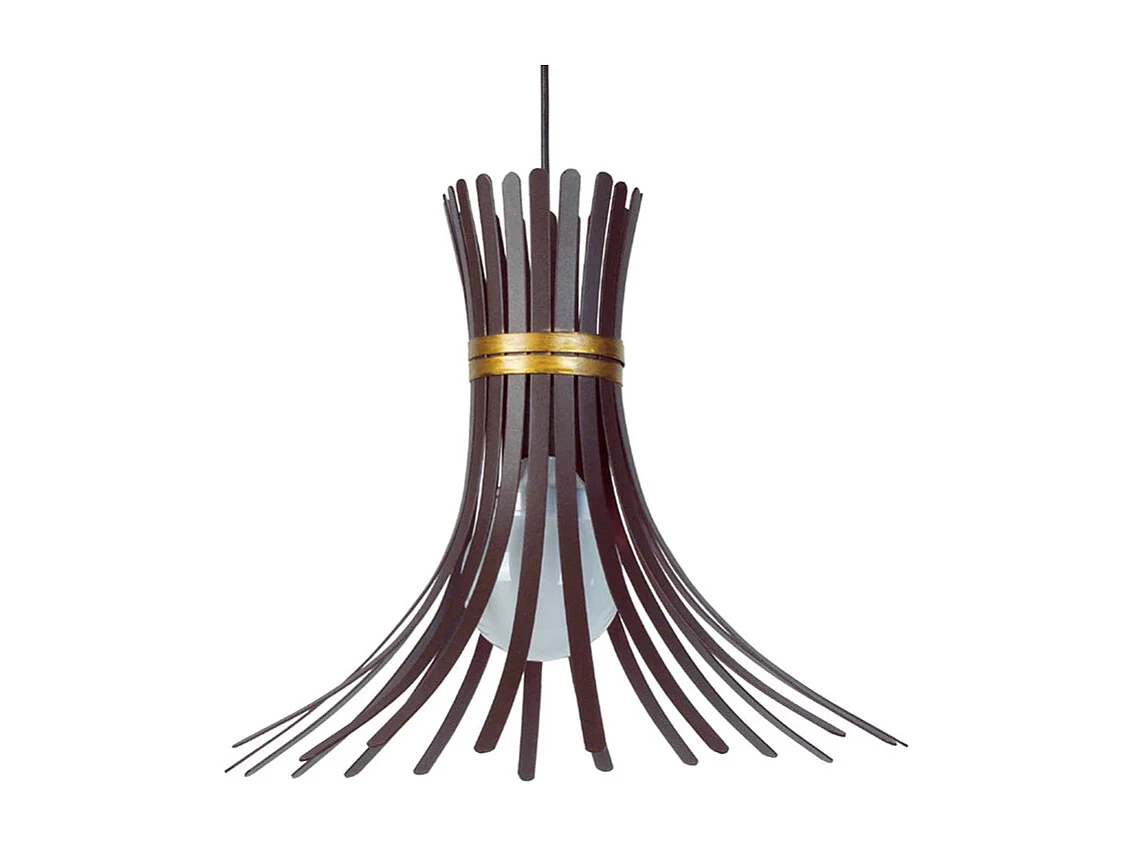 Suspension dôme métal marron,or 80 cm.