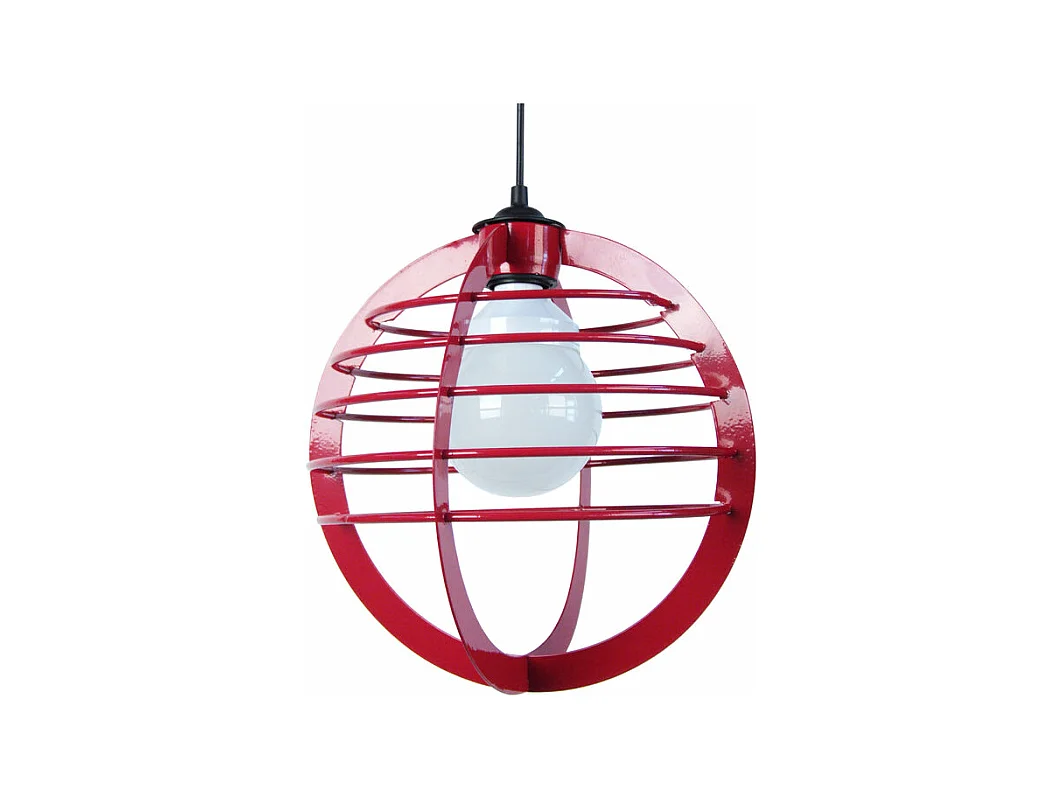Suspension globe métal,  rouge 88 cm.