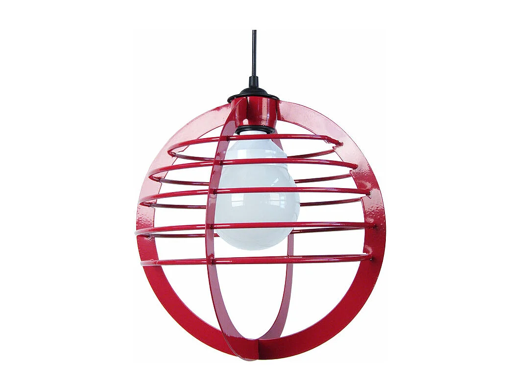 Suspension globe métal,  rouge 88 cm.