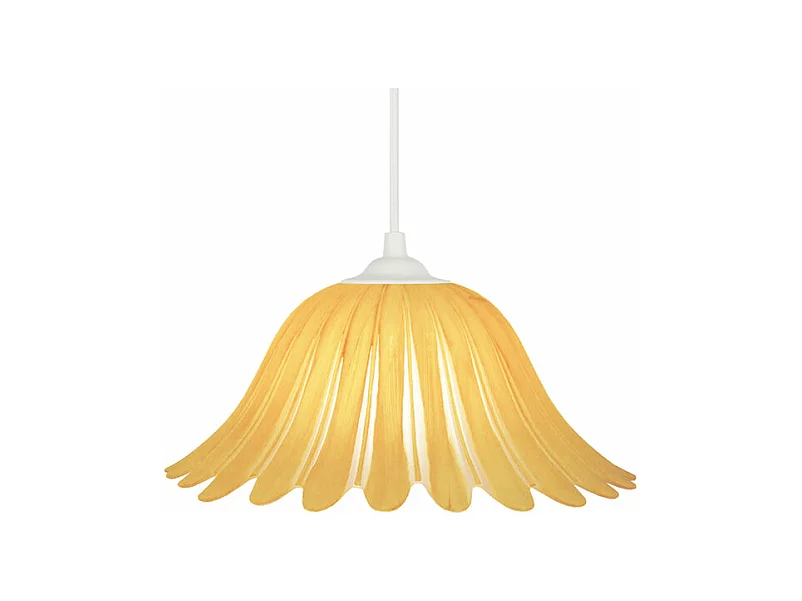 Suspension dôme verre,  jaune 70 cm.