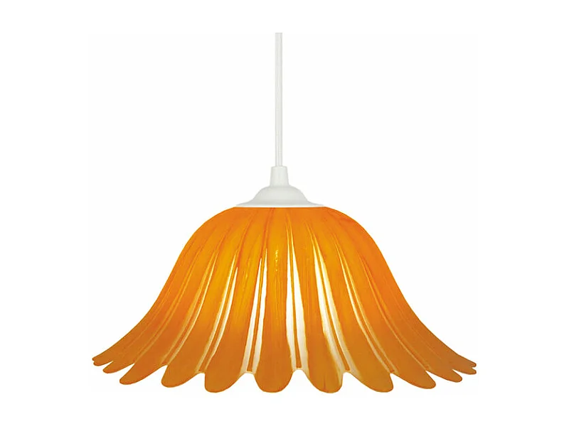 Suspension dôme verre,  orange 70 cm.