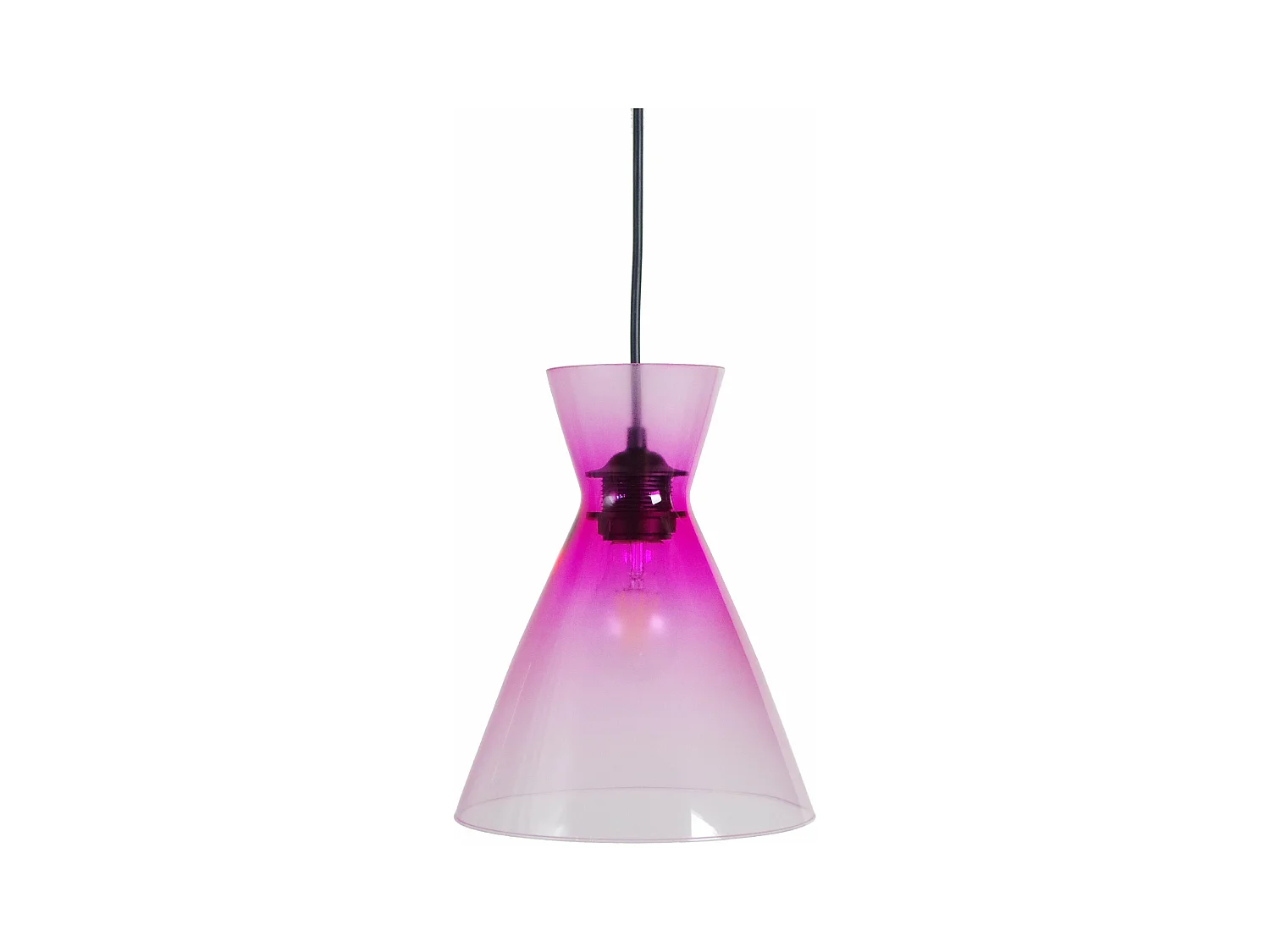 Suspension bicone verre  rose 85 cm.