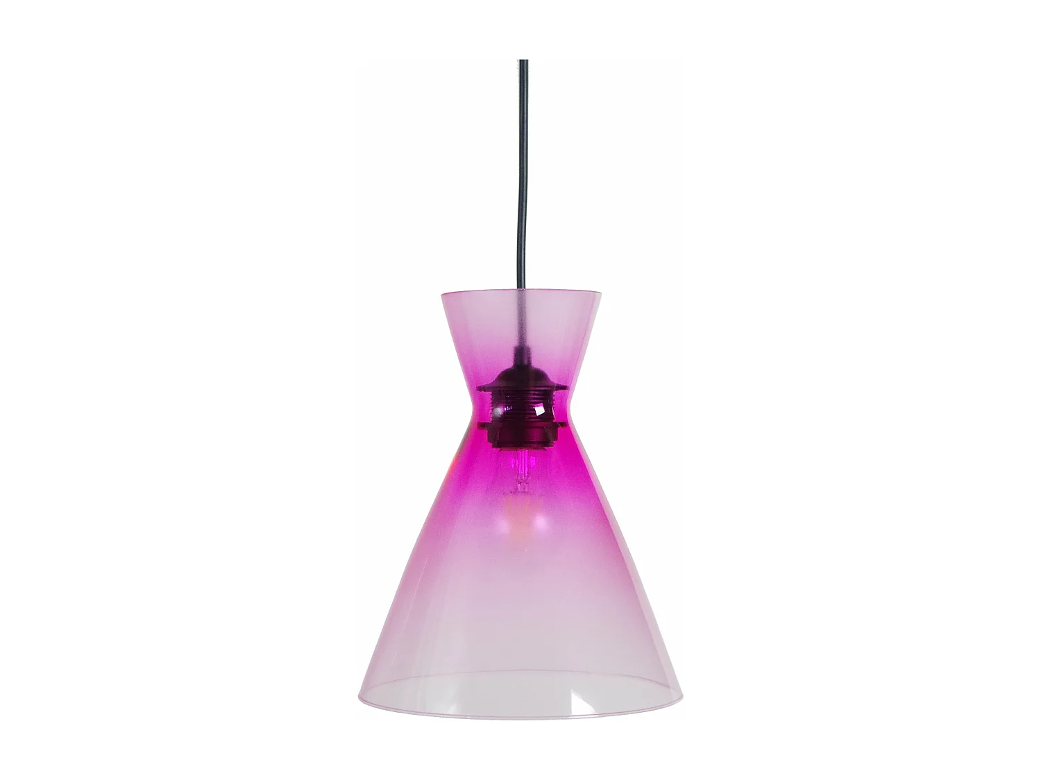 Suspension bicone verre  rose 85 cm.