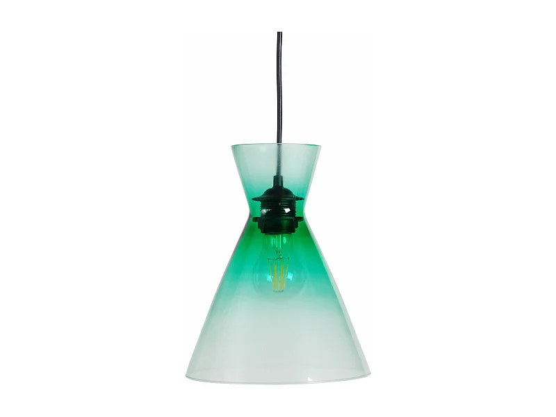 Suspension bicone verre  vert anis 85 cm.