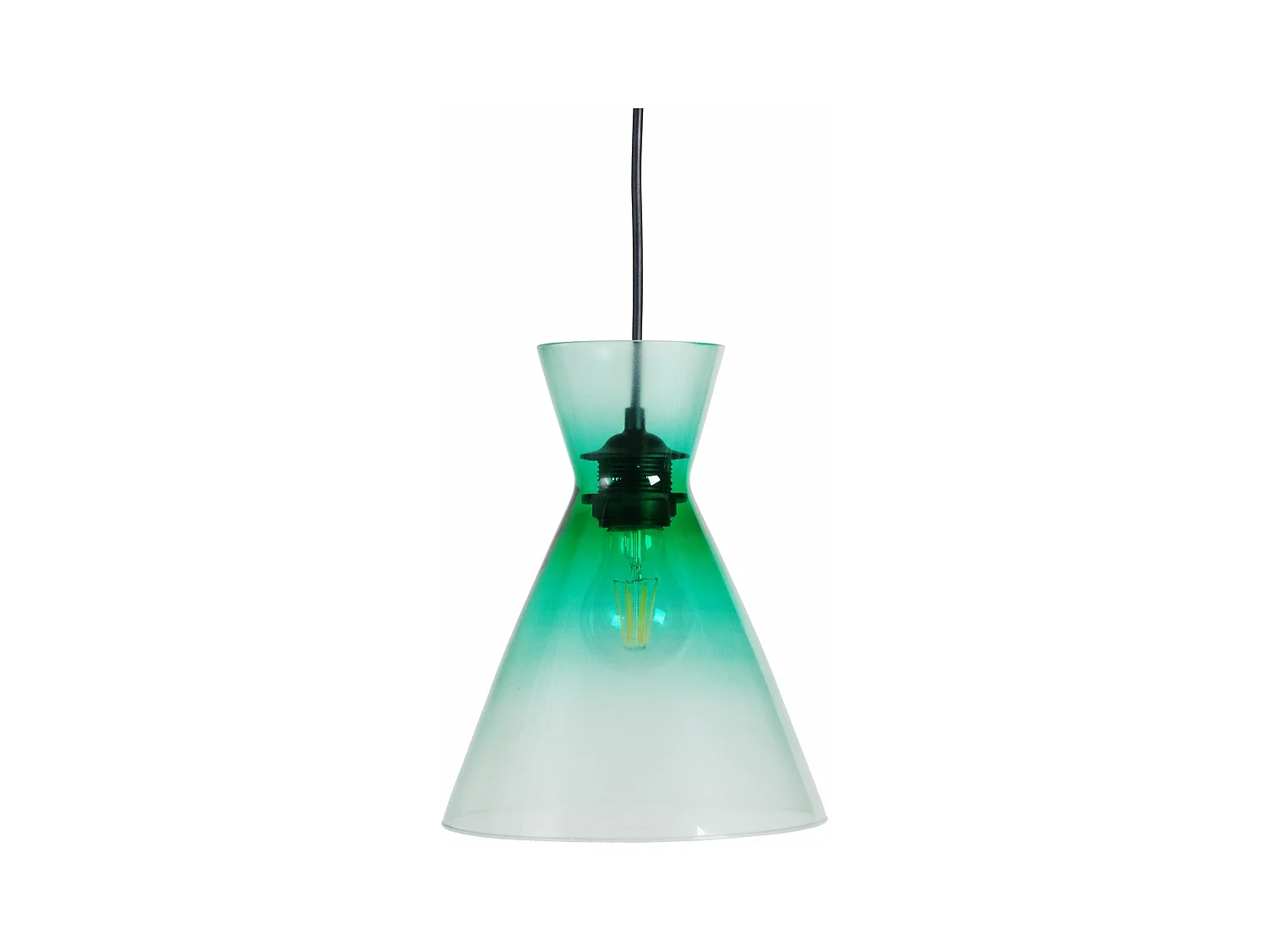 Suspension bicone verre  vert anis 85 cm.