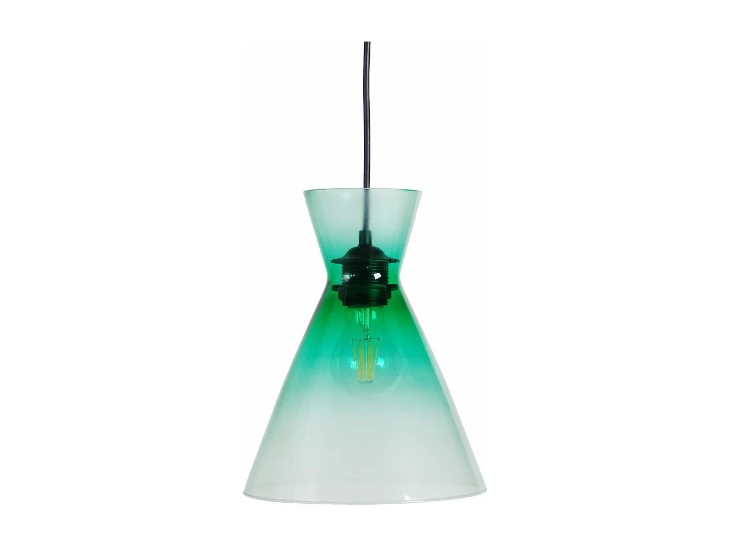 Suspension bicone verre  vert anis 85 cm.