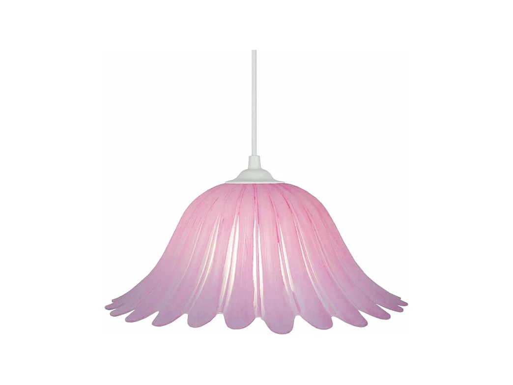 Suspension dôme verre,  rose 70 cm.