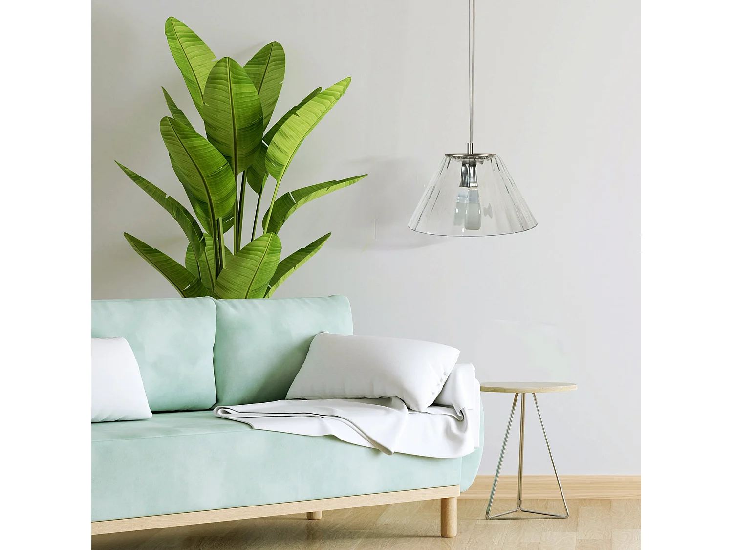 Suspensão TOSEL  NERVURE cordão de algodão globo branco D20 x  H90  cm