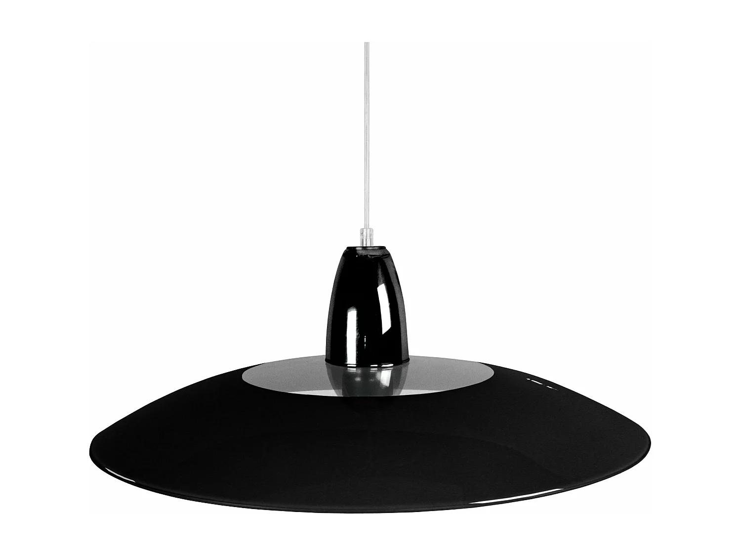 Suspension cone métal verre noir 90 cm.