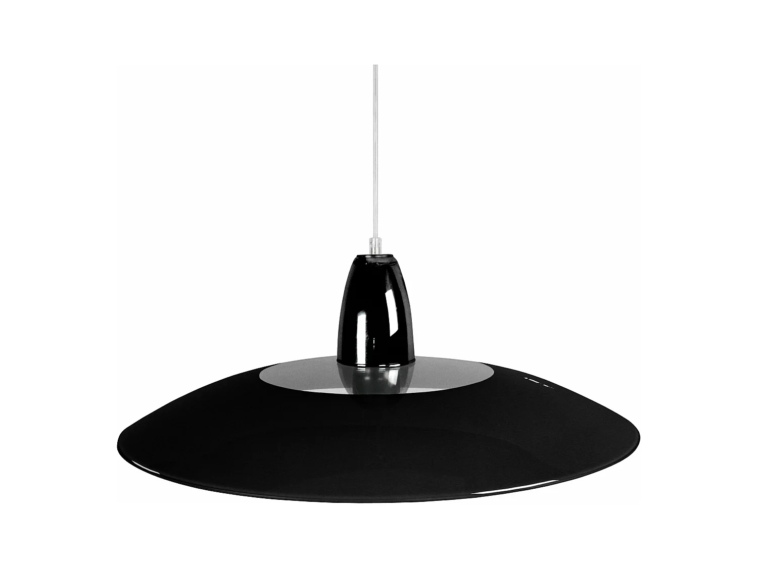 Suspension cone métal verre noir 90 cm.