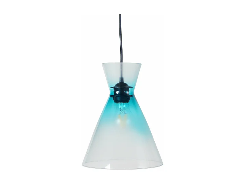 Suspension bicone verre  turquoise 85 cm.