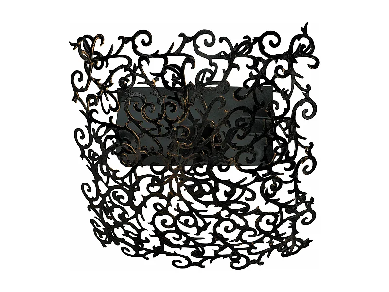 Plafonnier carré métal lys noir or 30 cm..