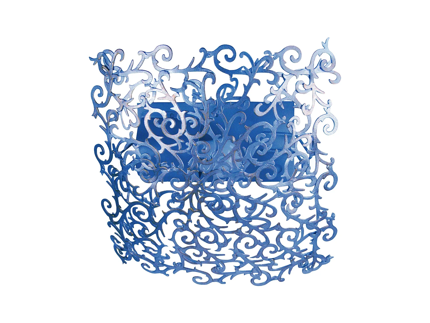 Plafonnier carré métal lys bleu or 30 cm..