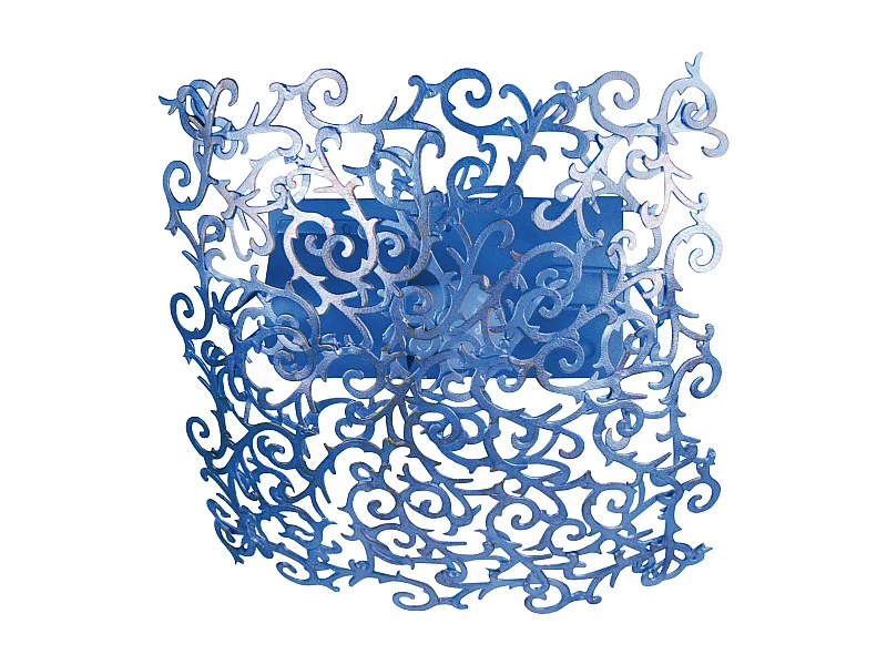 Plafonnier carré métal lys bleu or 30 cm..