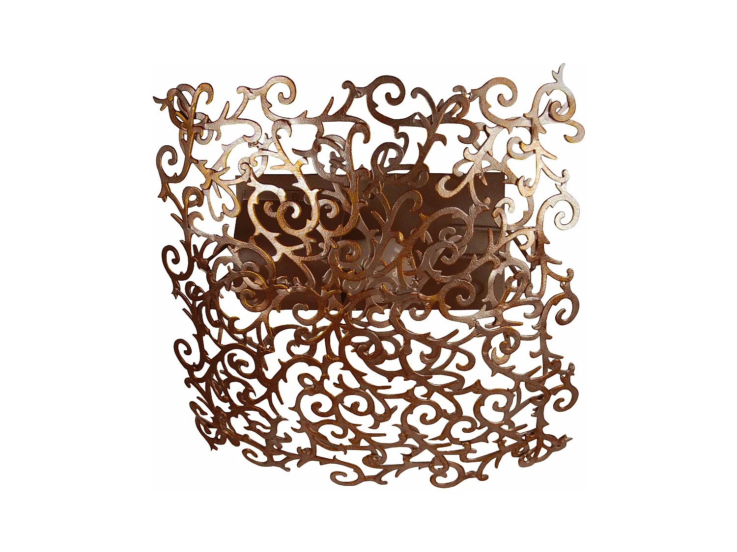 Plafonnier carré métal lys marron or 30 cm..