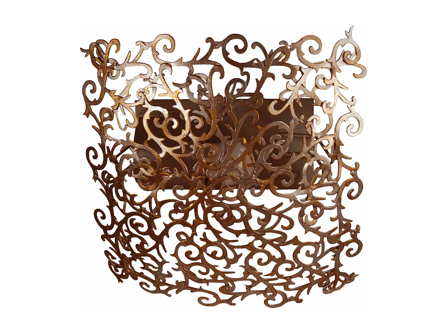 Plafonnier carré métal lys marron or 30 cm..