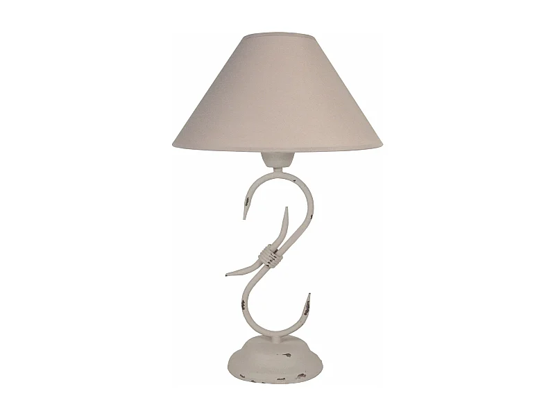 Lampe de chevet colonne métal  naturel 47 cm.