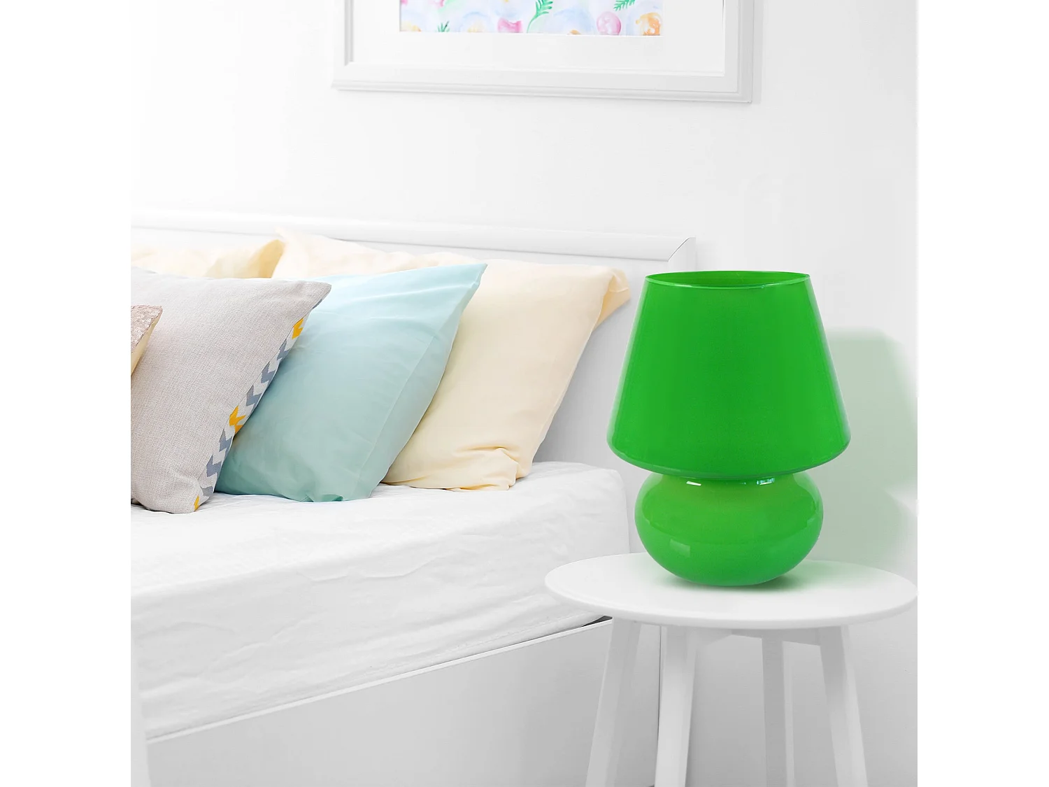 Lampe a Poser TOSEL ,verre,Vert ,H37xD30xP30cm