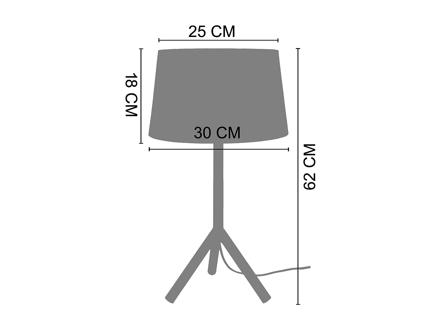 Candeeiro de mesa TOSEL TRIDENT C tecido certo preto D30 x  H61  cm