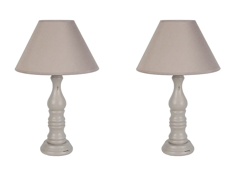 Abajur TOSEL BOULE BOIS tecido globo bege D18 x  H30  cm