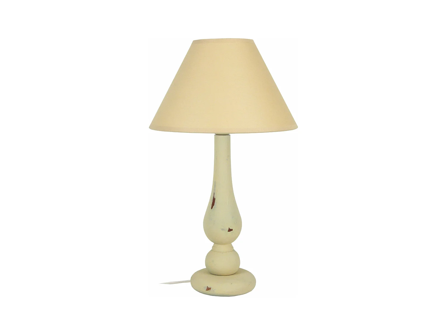 Lampe de chevet colonne bois  beige 42 cm.