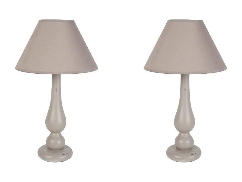 Lampe de Chevet TOSEL ,bois,Gris ,H42xD30xP30cm