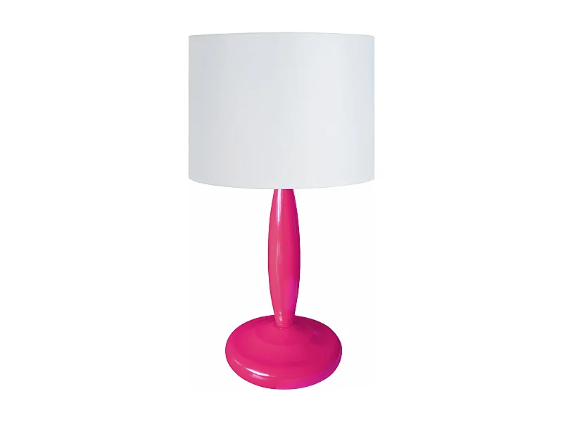 Lampe de chevet colonne métal  rose 32 cm.