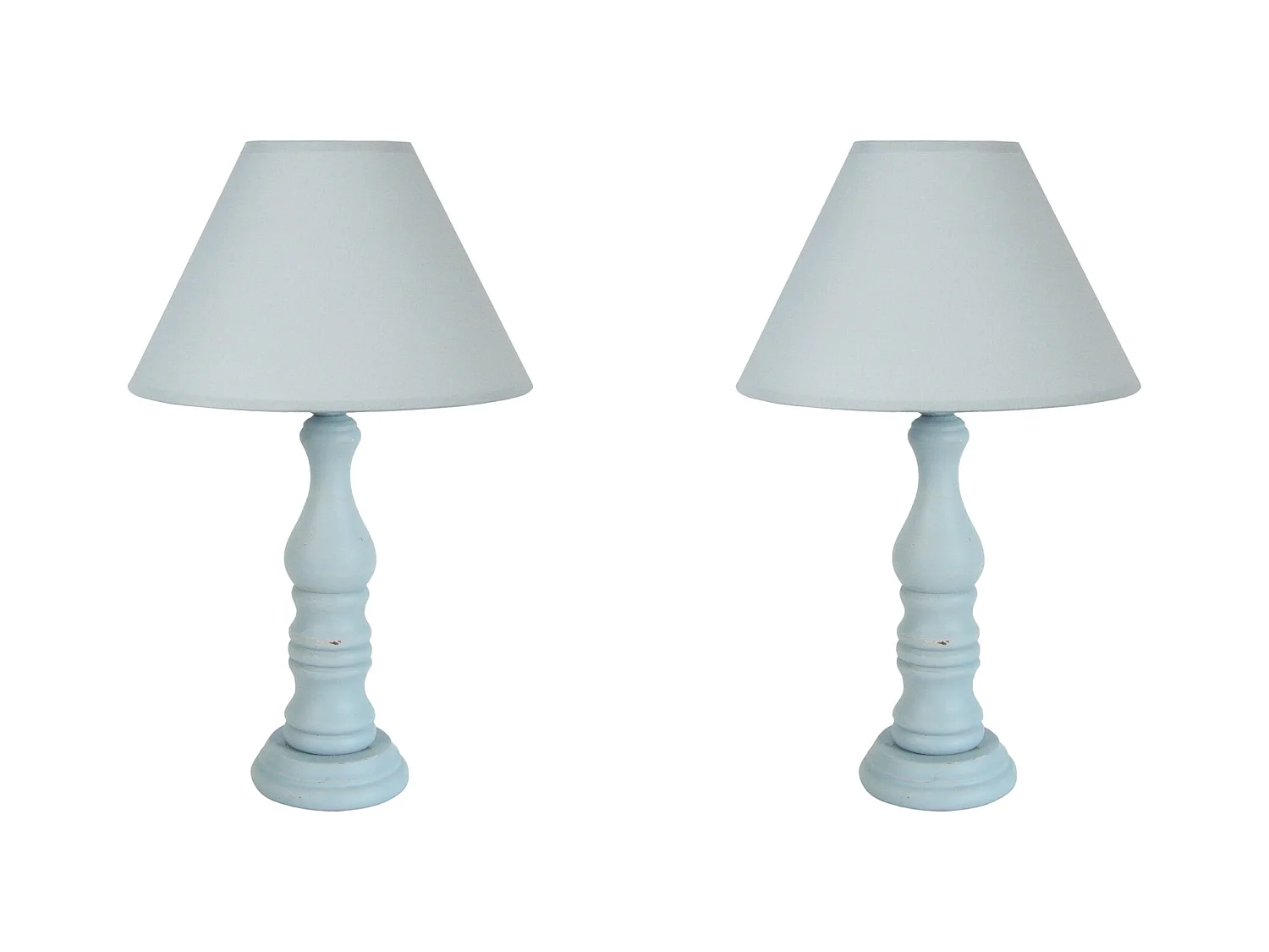 Pair de Lampes de chevet colonne bois  gris 41 cm.