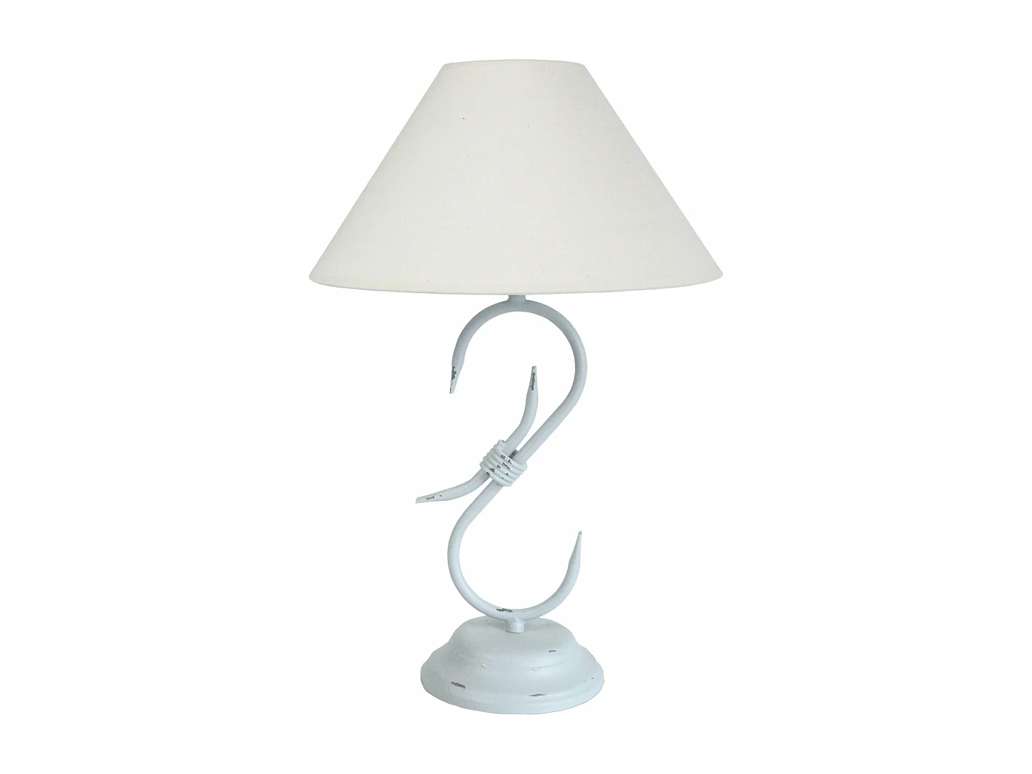 Lampe de chevet colonne métal  blanc 47 cm.