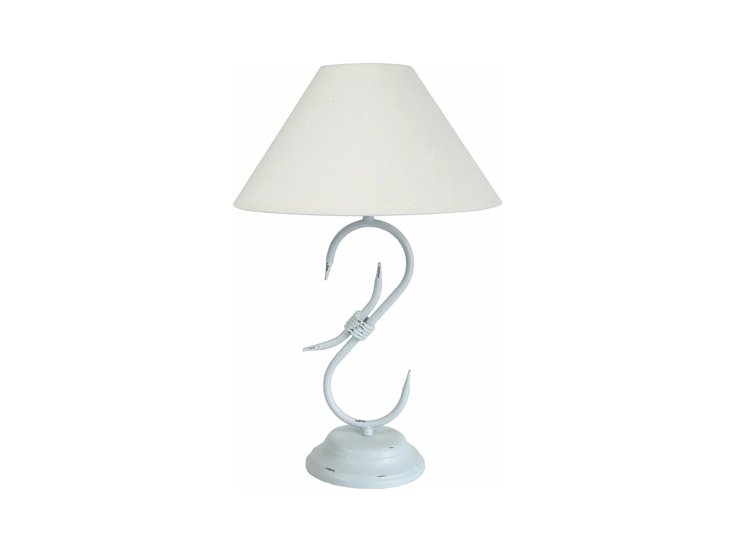 Lampe de chevet colonne métal  blanc 47 cm.