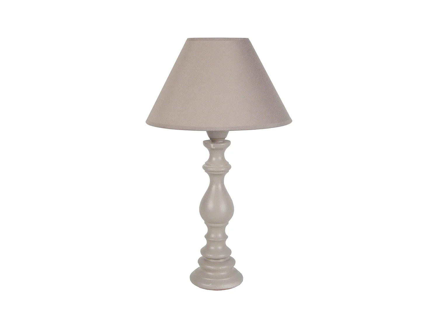 Lampe de chevet colonne bois  taupe 43 cm.