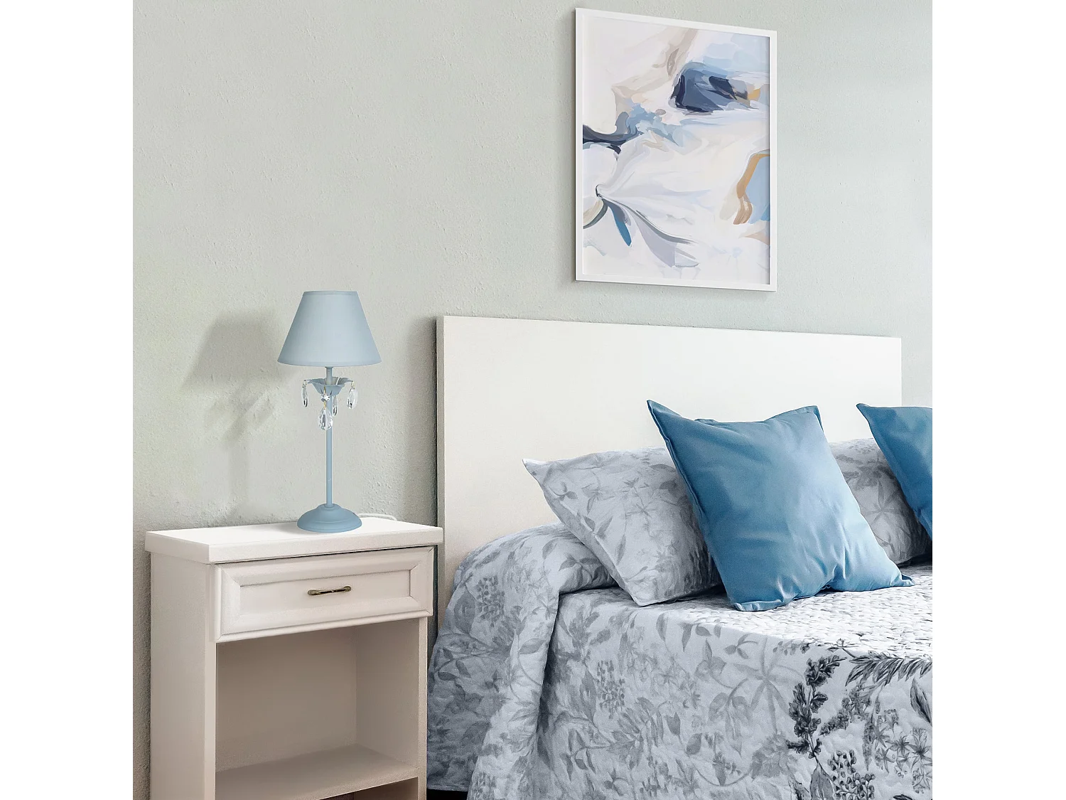 Lampada da tavolo metallo  coluna blu  PAMPILLES blu D'18 cm