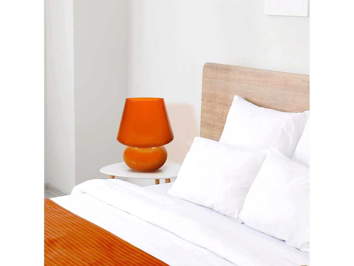 Lampe a Poser TOSEL ,verre,Orange ,H37xD30xP30cm