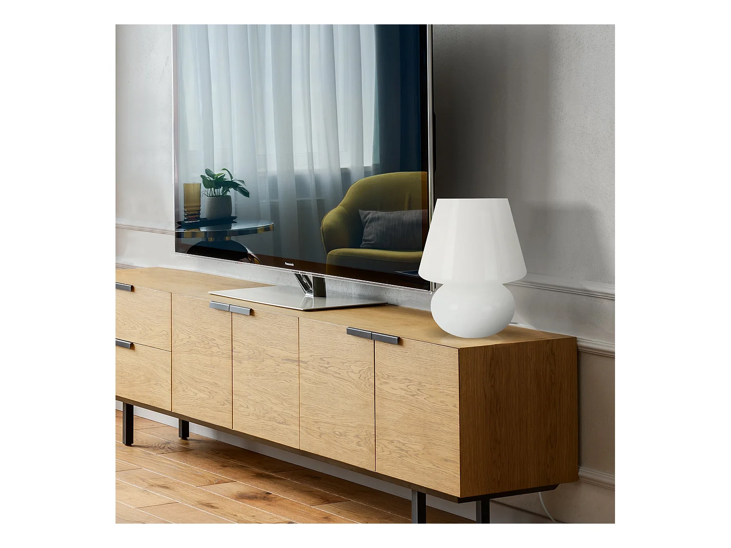 Lámpara de Mesa  TOSEL ,vidrio,Blanco,A37xD30xP30cm