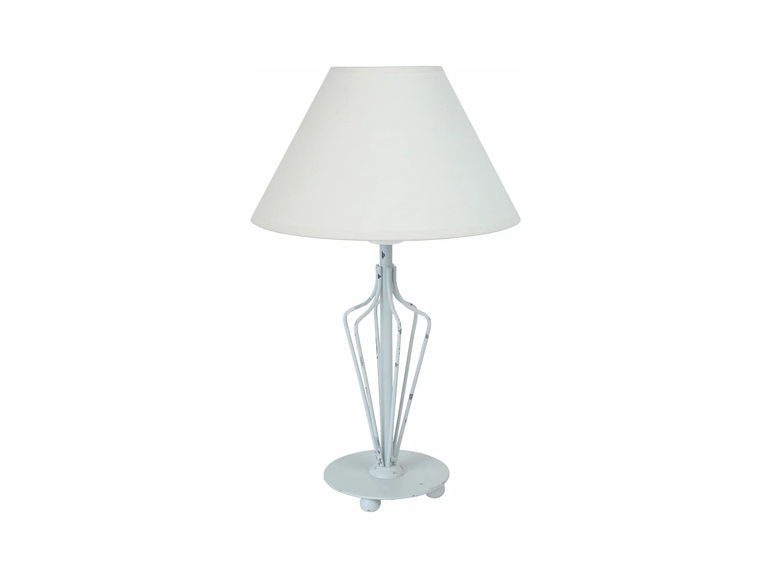 Lampe de chevet colonne métal  blanc 42 cm.