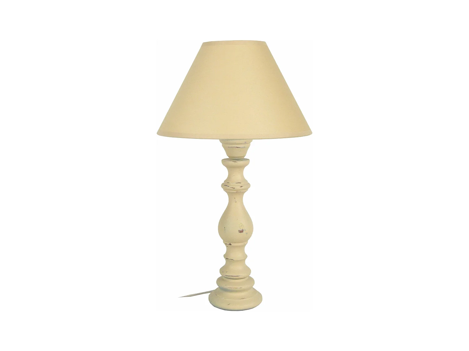 Lampe de chevet colonne bois  beige 43 cm.