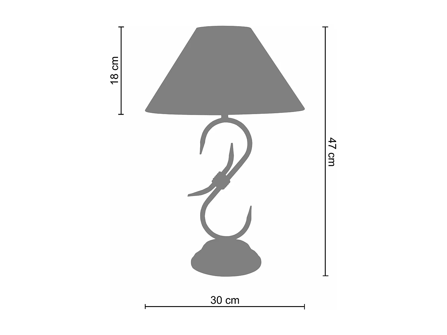 Lampe de chevet colonne métal  gris 47 cm.
