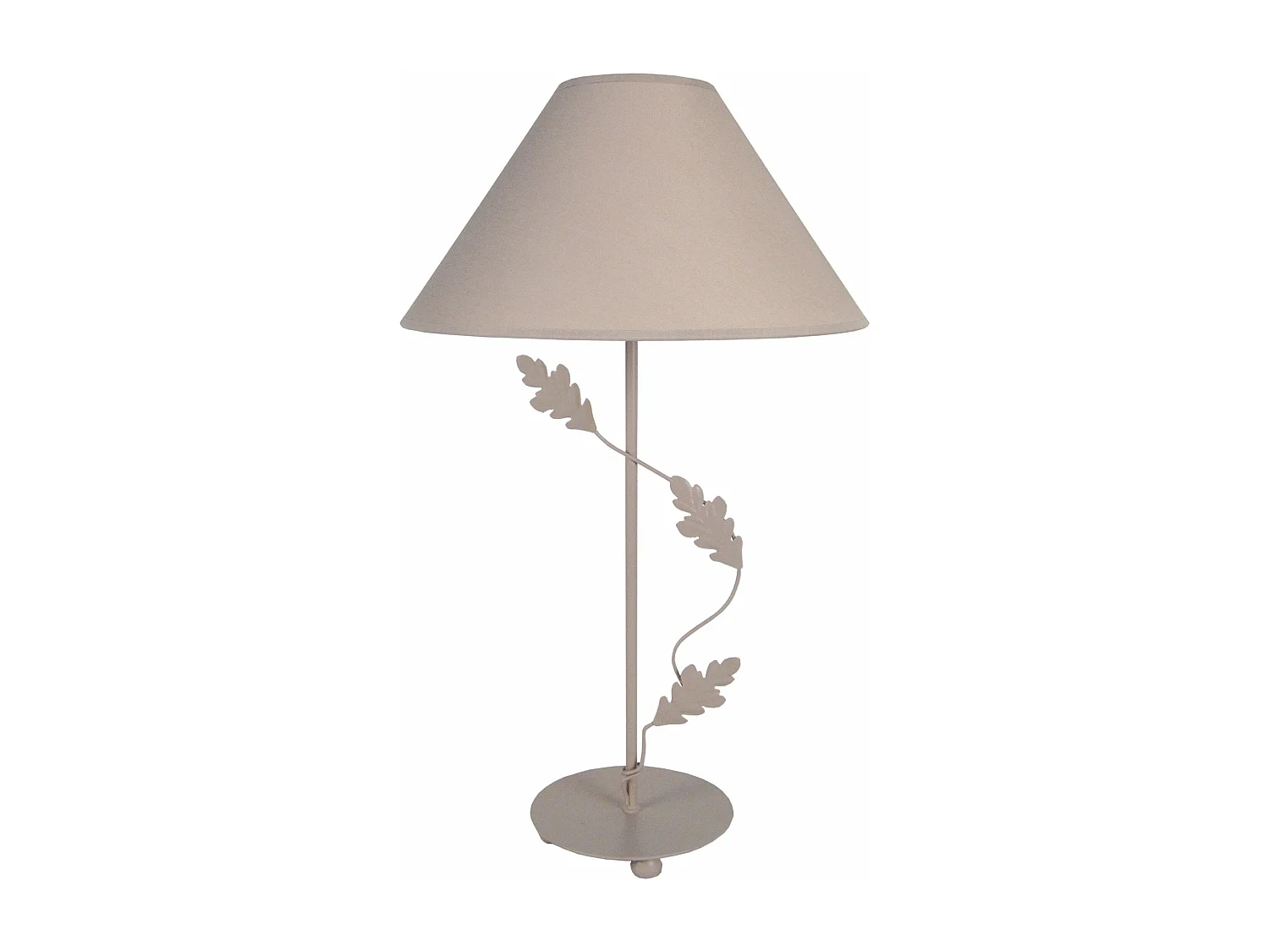Lampe de chevet colonne métal feuille taupe 62 cm.