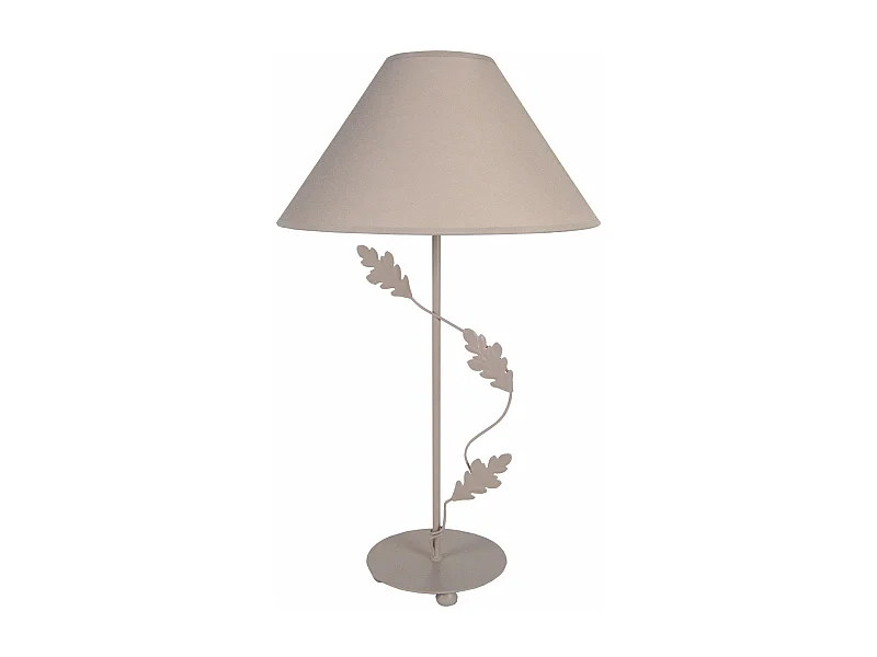 Lampe de chevet colonne métal feuille taupe 62 cm.