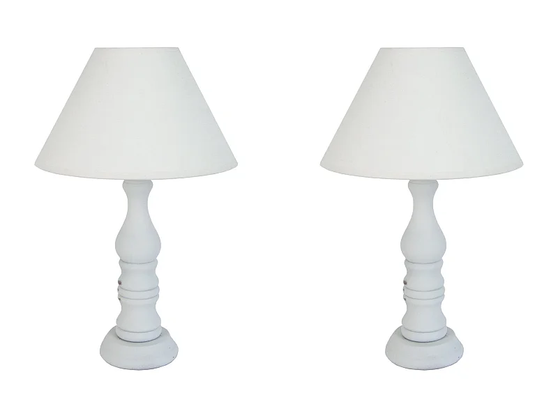 Lampe de Chevet TOSEL ,bois,Blanc   ,H41xD25x P 25cm