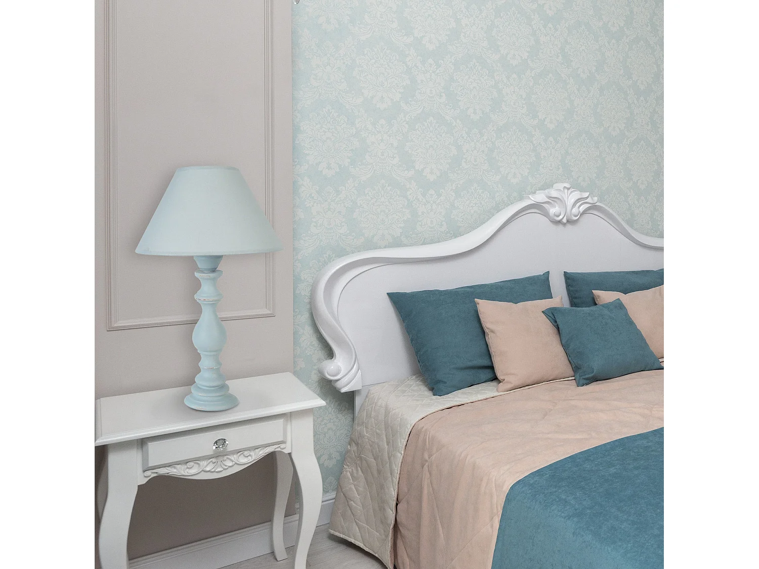 Lampada da tavolo legno blu moteado  BAGNOLET blu D'30 cm