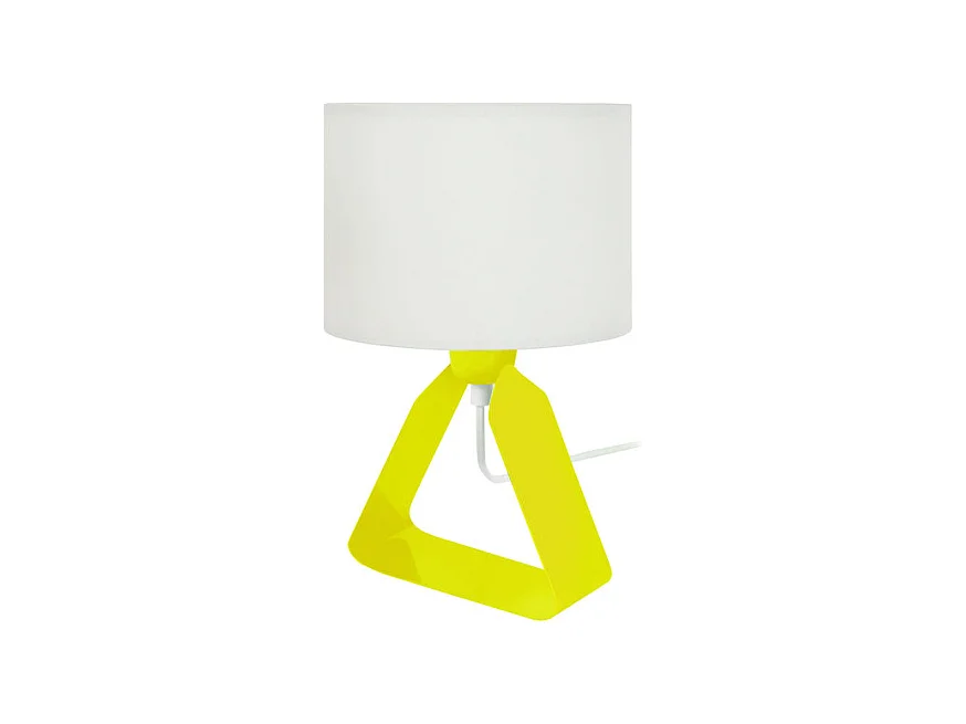 Lampe de chevet géométrique, métal  jaune 29 cm.